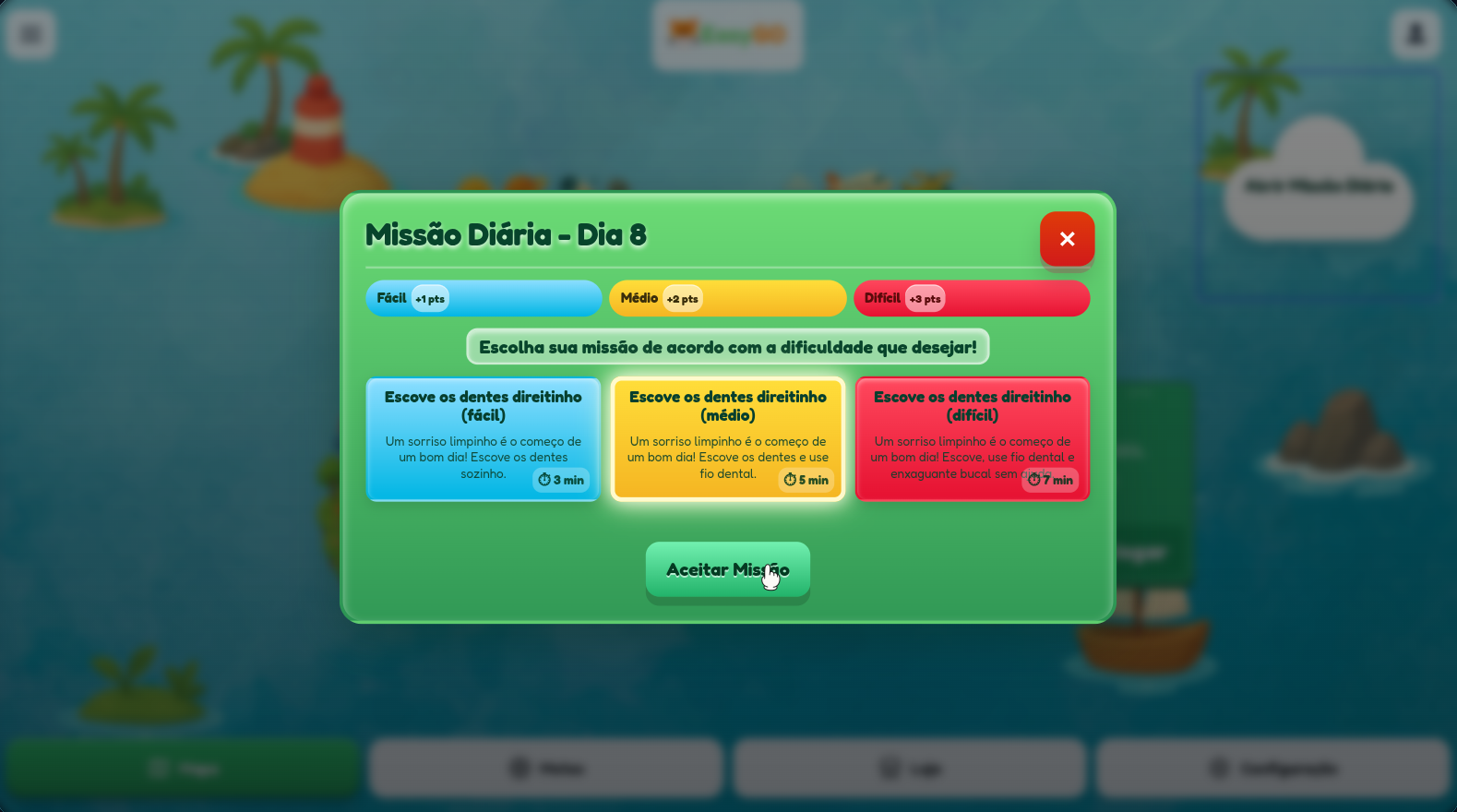 Tela de missões diárias da EasyGo